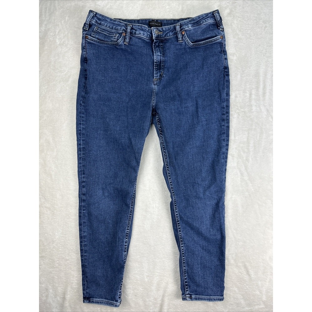 Silver Jeans High Note Skinny Medium Blue Wash Women's Measure Size 18 Plus